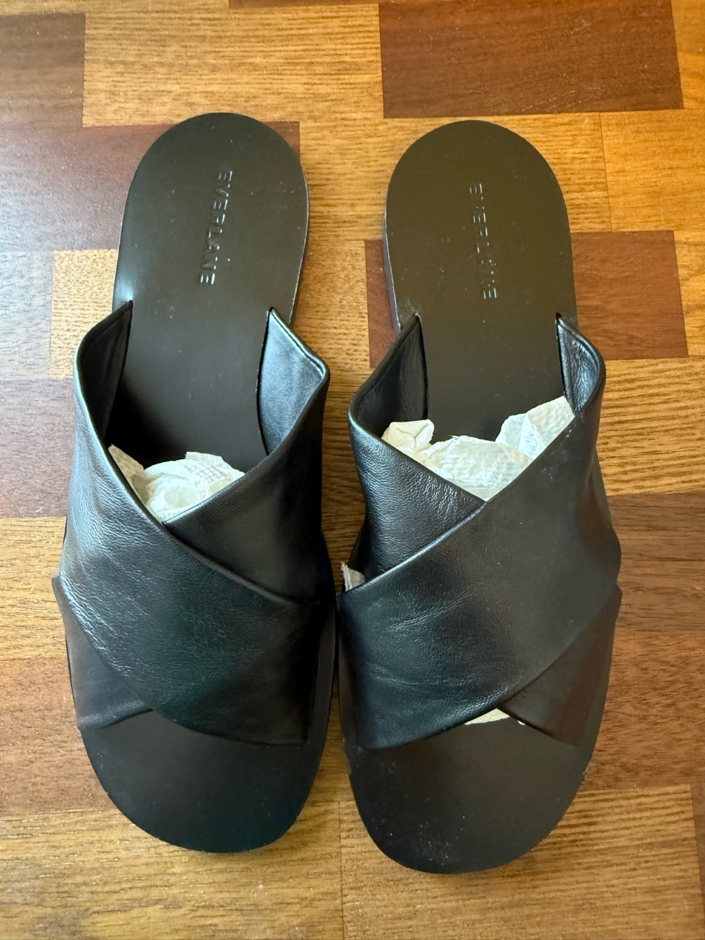 EUC Everlane Black Leather Slide Sandals SZ 9